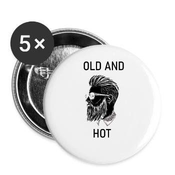 Vieux et chaud homme père papa hipster - Lot de 5 grands badges (56 mm) - blanc - Devant