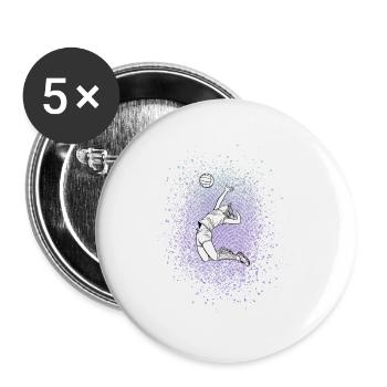 Volleyball - Buttons groß 56 mm (5er Pack) - Weiß - Vorne