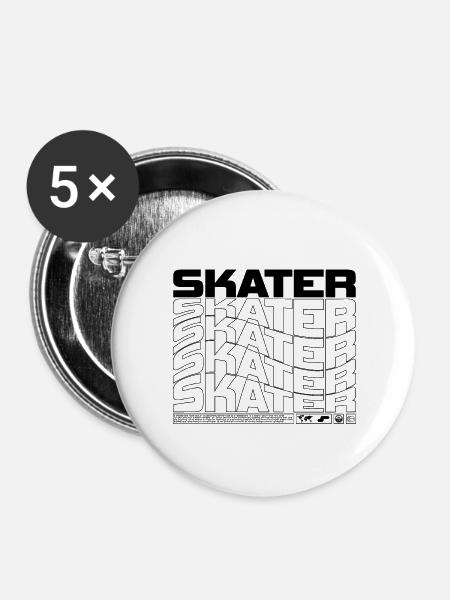 Skater - Buttons groß 56 mm (5er Pack) - Weiß