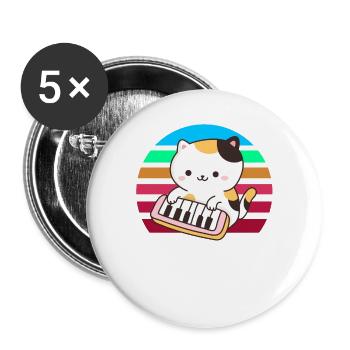 Piano keyboard cat sunset - Buttons large 2.2''/56 mm (5-pack) - white - Front