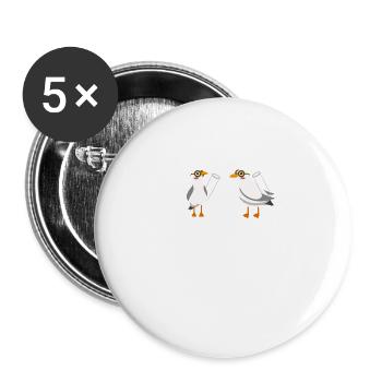 Moin Chemie Möwe Hamburg North Sea Sea Gift - Buttons large 2.2''/56 mm (5-pack) - white - Front
