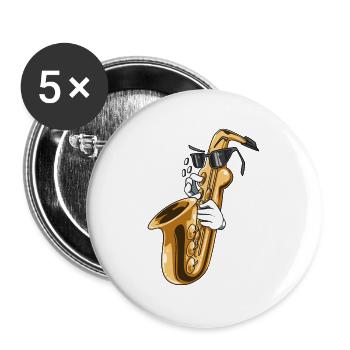 Saxophon Saxophonmusik für einen Saxophonist - Lot de 5 grands badges (56 mm) - blanc - Devant