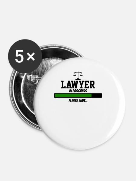 lawyer in progress please wait - Buttons groß 56 mm (5er Pack) - Weiß