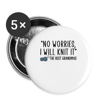 pas de soucis je vais le tricoter - Lot de 5 grands badges (56 mm) - blanc - Devant