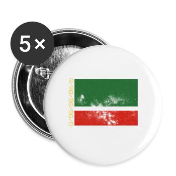 Chechnya Tschetschenische Flagge Vintage Effekt - Buttons groß 56 mm (5er Pack) - Weiß - Vorne