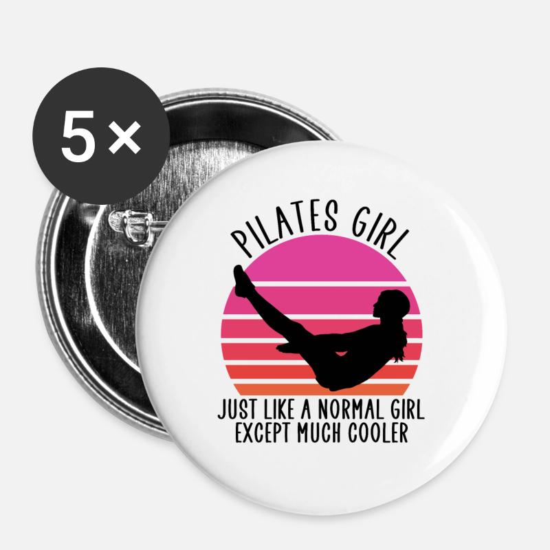 pilates girl - Buttons large 2.2''/56 mm (5-pack) - white