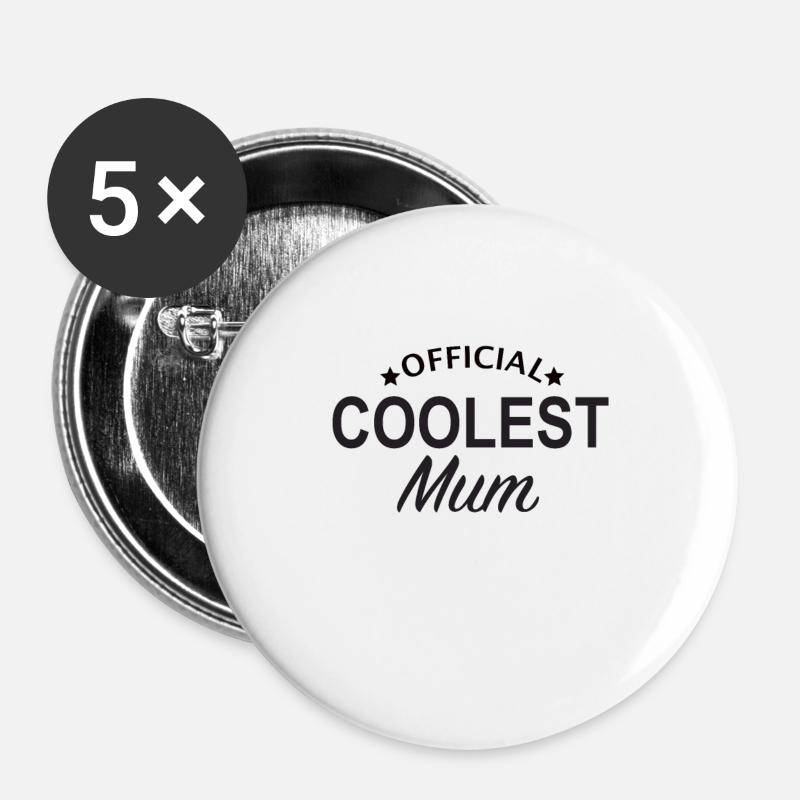 Coolest mum mom gift - Buttons large 2.2''/56 mm (5-pack) - white