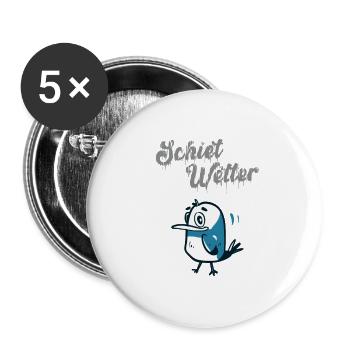 Schietwetter, Regen Vogel - Buttons groß 56 mm (5er Pack) - Weiß - Vorne