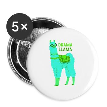 Drama Llama Lama - Buttons groß 56 mm (5er Pack) - Weiß - Vorne