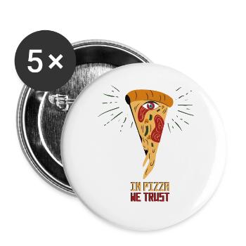 In Pizza We Trust Illuminati Auge Dreieck - Buttons groß 56 mm (5er Pack) - Weiß - Vorne