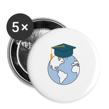 Education world learning teaching school - Buttons large 2.2''/56 mm (5-pack) - white - Front