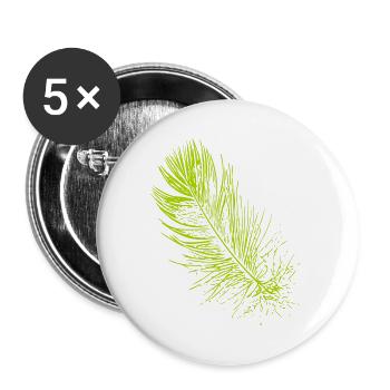 Abstrait plume / ligne / vert / motif - Lot de 5 grands badges (56 mm) - blanc - Devant