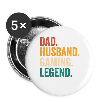 Gamer Dad Ehemann Gaming Videospiele Vatertag Gesc - Buttons groß 56 mm (5er Pack) - Weiß - Vorne