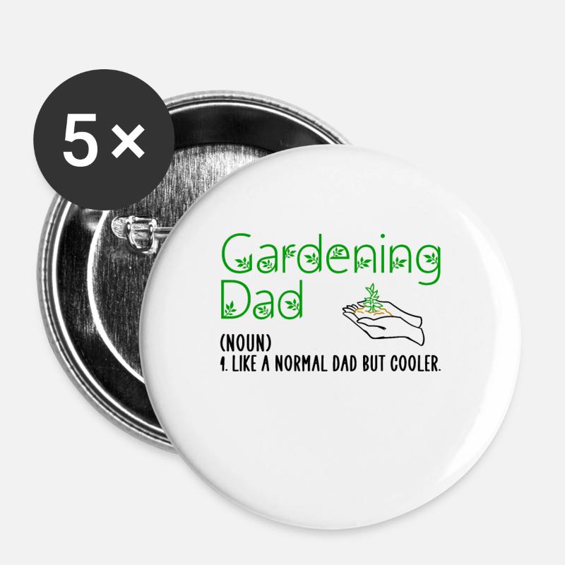 Papa jardinage - Lot de 5 grands badges (56 mm) - blanc