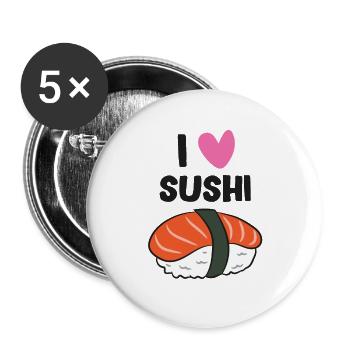 I Love Sushi Kawaii Sushi Japanese Sushi - Buttons large 2.2''/56 mm (5-pack) - white - Front