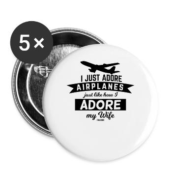 Flugzeuge - Buttons groß 56 mm (5er Pack) - Weiß - Vorne