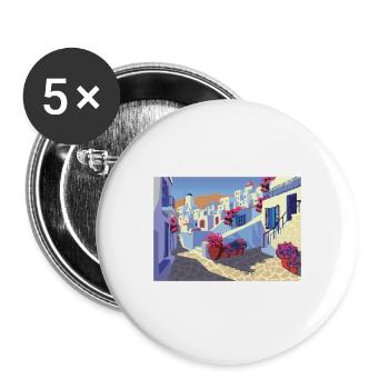 Greece - Buttons large 2.2''/56 mm (5-pack) - white - Front