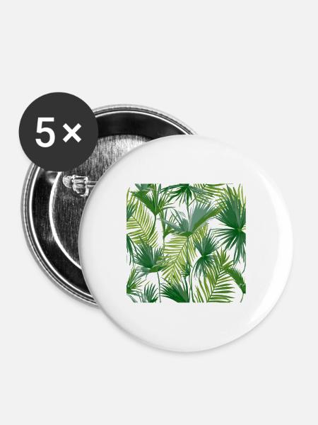 Tropical leaves - Buttons groß 56 mm (5er Pack) - Weiß