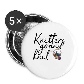 les tricoteurs vont tricoter - Lot de 5 grands badges (56 mm) - blanc - Devant