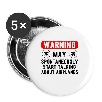 Aviation Airline Pilot Gift parle des avions - Lot de 5 grands badges (56 mm) - blanc - Devant