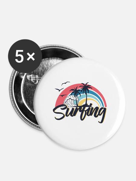 Surfing - Buttons groß 56 mm (5er Pack) - Weiß