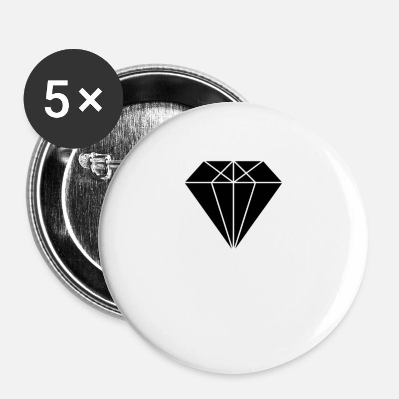 Silhouette de diamant noir - Lot de 5 grands badges (56 mm) - blanc