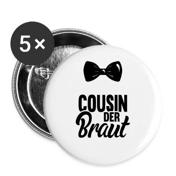 Cousin Der Braut Heirat Bräutigam - Buttons groß 56 mm (5er Pack) - Weiß - Vorne