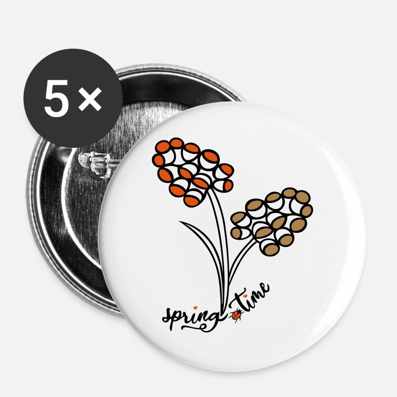 Spring Time - Buttons groß 56 mm (5er Pack) - Weiß