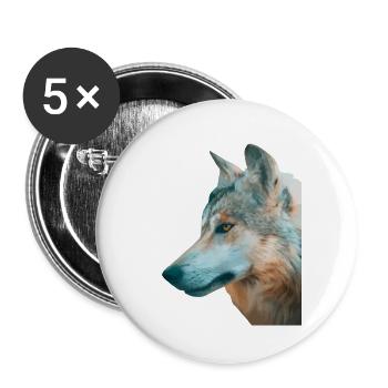 Tête de loup Aquarelle - Lot de 5 grands badges (56 mm) - blanc - Devant
