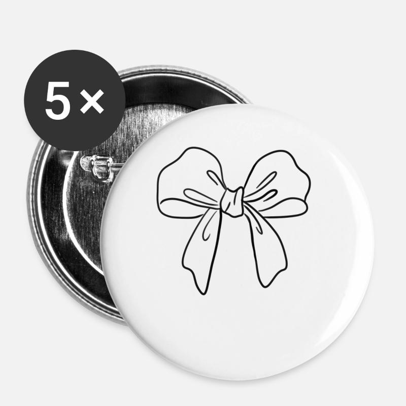 Cute bow - Buttons large 2.2''/56 mm (5-pack) - white