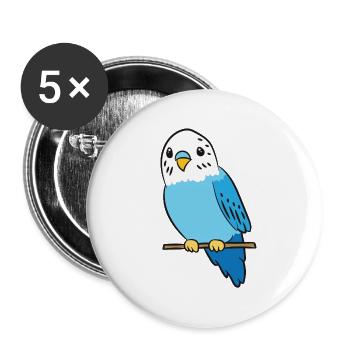 Budgie Bird Parakeet Cute Parakeet Blue - Buttons groß 56 mm (5er Pack) - Weiß - Vorne