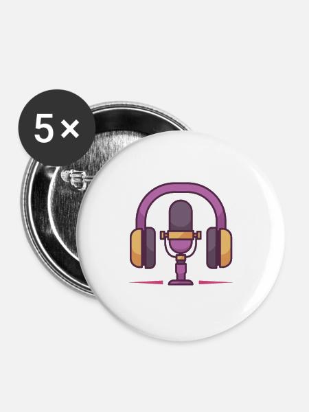 Mikrofon- und Kopfhörerset - Buttons groß 56 mm (5er Pack) - Weiß
