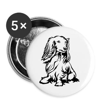 Dackel - Buttons groß 56 mm (5er Pack) - Weiß - Vorne