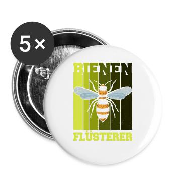 Bienen Flüsterer Imker Outfit - Buttons groß 56 mm (5er Pack) - Weiß - Vorne