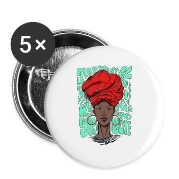 Kultur der schwarzen Frau - Buttons groß 56 mm (5er Pack) - Weiß - Vorne