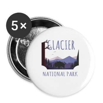 Glacier National Park Montana American Buffalo - Buttons groß 56 mm (5er Pack) - Weiß - Vorne