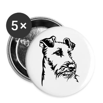 Irish Terrier Kopf - Buttons groß 56 mm (5er Pack) - Weiß - Vorne