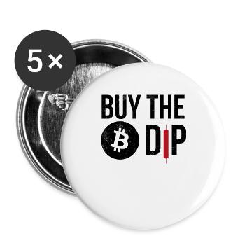 Kaufen Sie den Bitcoin Dip - Lustiger HODLER BTC Crypto Bull - Buttons groß 56 mm (5er Pack) - Weiß - Vorne
