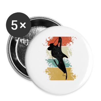 Vintage Retro Killer Whale Art 80s Orca Whale Old - Buttons groß 56 mm (5er Pack) - Weiß - Vorne