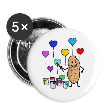 Painter Master Peanut Artist Brush Birthday - Buttons large 2.2''/56 mm (5-pack) - white - Front