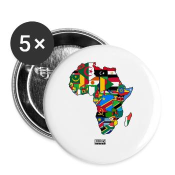AFRIKA Länder Logo - Buttons groß 56 mm (5er Pack) - Weiß - Vorne