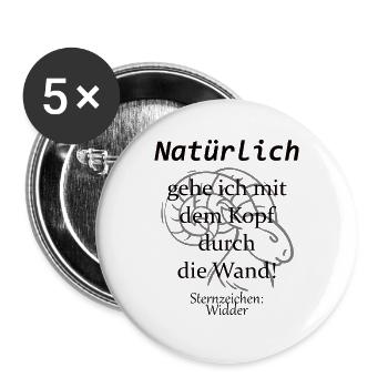 Sternzeichen Widder Horsokop Virgo Lustig Geschenk - Buttons groß 56 mm (5er Pack) - Weiß - Vorne