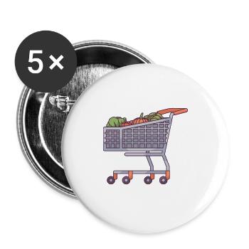 Shopping Cart With Organic Food - Buttons large 2.2''/56 mm (5-pack) - white - Front