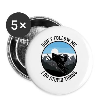 Schneemobil Snowmobile Wintersport Motorschlitten - Buttons groß 56 mm (5er Pack) - Weiß - Vorne