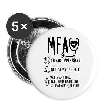 MFA Arzthelferin Medizinische Fachangestellte - Buttons groß 56 mm (5er Pack) - Weiß - Vorne