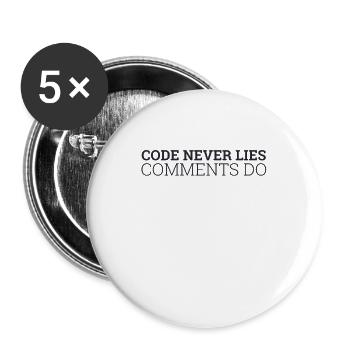 "Code never Lies, Comments do" | Programmer - Buttons large 2.2''/56 mm (5-pack) - white - Front