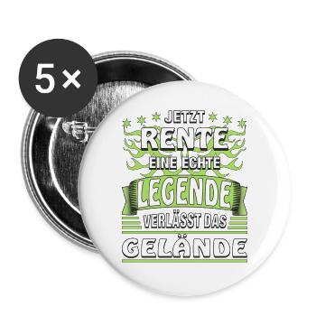 JETZT RENTE EINE LEGENDE VERLÄSST DAS GELÄNDE - Buttons groß 56 mm (5er Pack) - Weiß - Vorne