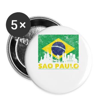 Sao Paulo City Travel Brazil - Buttons large 2.2''/56 mm (5-pack) - white - Front