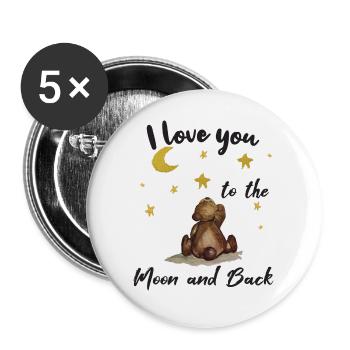 Love you to the moon and back kleiner Bär - Buttons groß 56 mm (5er Pack) - Weiß - Vorne