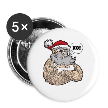 Père Noël avec des tatouages - Lot de 5 grands badges (56 mm) - blanc - Devant